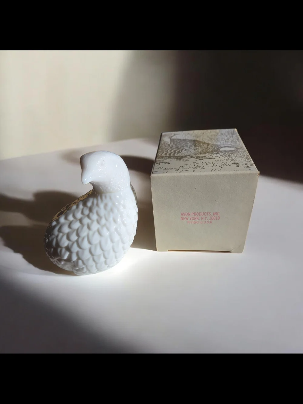 Vintage Avon The Partridge With Original Box - Milk Glass